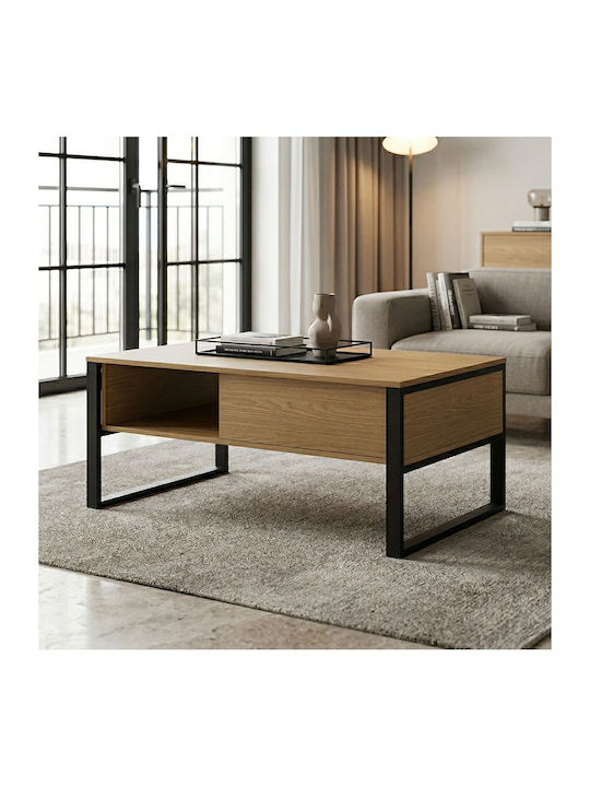 Central Bendon Metal Coffee Table Light Walnut W100xD60xH44.5cm