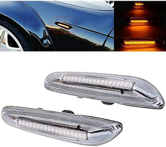 Πλαϊνά Φλας Φτερού Bmw 3 E46 Sedan 01-05 Touring 01-05 5 E60/e61 03-10 X3 E83 03-10 5 Led Chrome 2 Τεμάχια