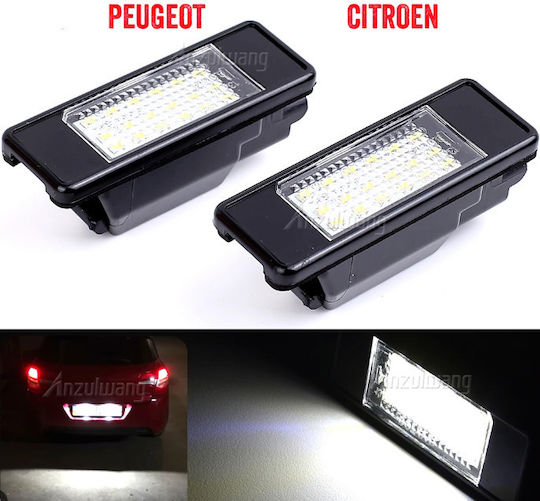 Led Φαναράκια Πινακίδας Peugeot 106,1007,207,3008,307 308,406,407,508,4008,5008 Citroen C2 C3 C4 C5 C6 Ds3 2 Τεμάχια Lpl0162
