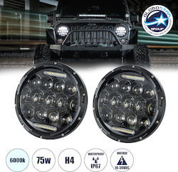 Σετ 2 X Φανάρια Jeep Wrangler 7'' Ιντσών Βασικού Φωτισμού H L Ring Light Drl & Φλας Led Cree Cxb