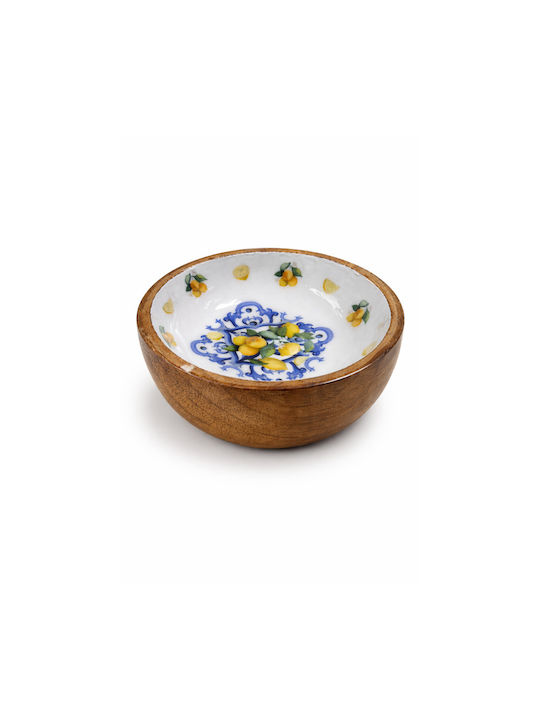 e-exoplismos Round Wooden Serving Bowl with Diameter 10cm
