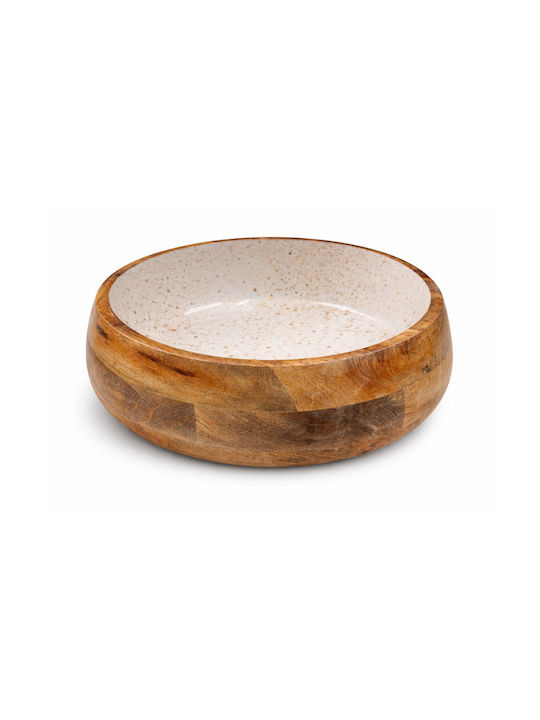e-exoplismos Serving Bowl Round Wooden White with Diameter 30cm