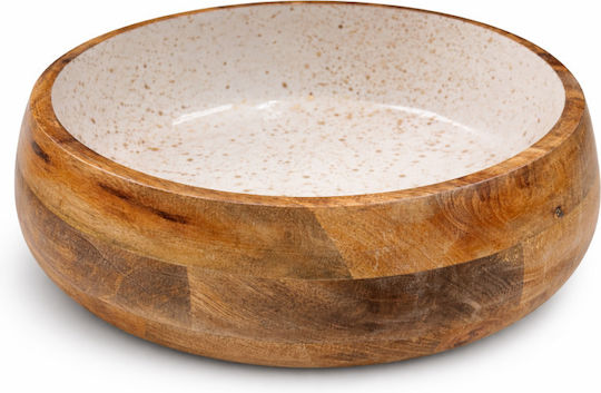 e-exoplismos Serving Bowl Round Wooden White with Diameter 30cm