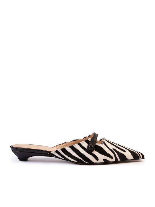 19V69 Leather Mules with Heel in Black Colour