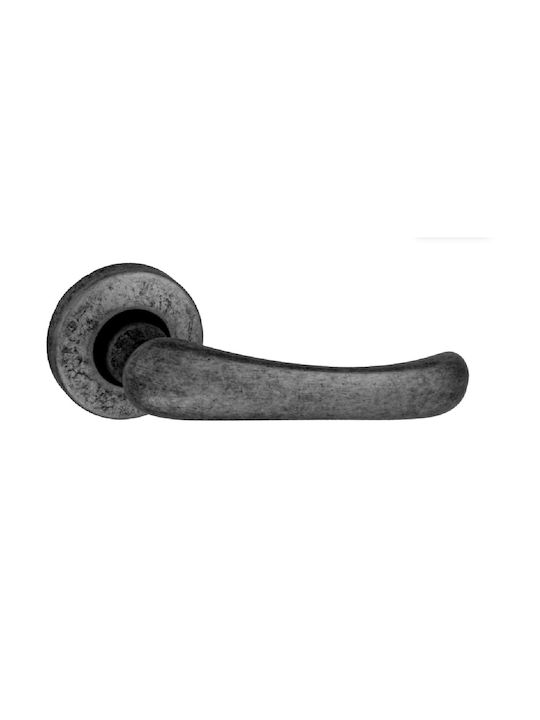 Viobrass Front Door Handle with Rosette Pair Nickel