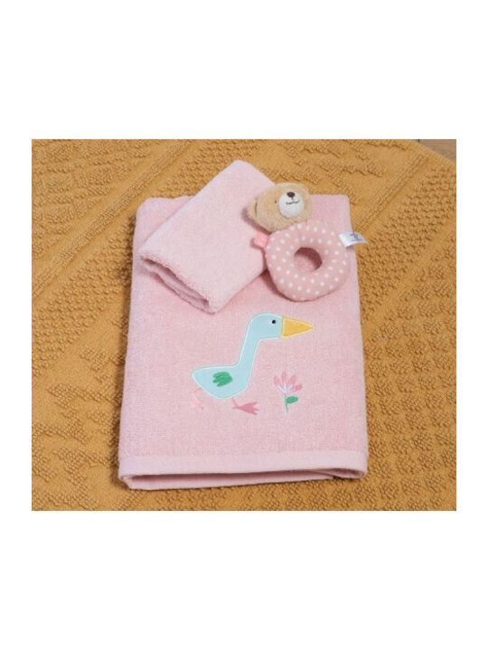 Nef-Nef Homeware Σετ Βρεφικές Πετσέτες 2τμχ Spring Hapiness Λευκές 30x50cm Βάρους 420gr/m²