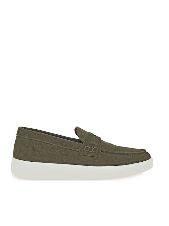 Suede Men's Loafers in Green Colour