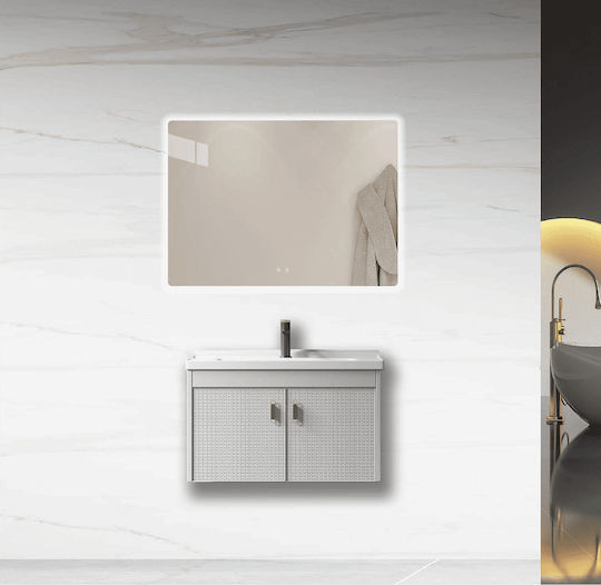 Bathroom Set Thaleia 80cm Color Silver Grey Polyethylene HDPE High Density