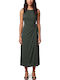 Summer Midi Evening Satin Wrap Khaki Dress