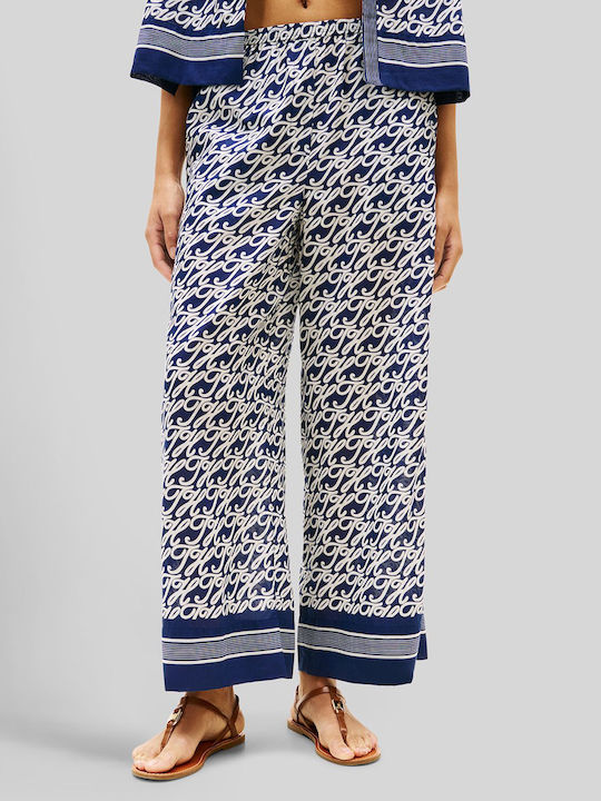 Tommy Hilfiger Women's Fabric Trousers with Rubber Band Navy