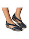 Leder Flache Damen Sandalen Anatomisch Marineblau
