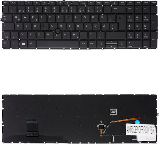 German Keyboard for Laptop HP EliteBook 850 G7 855 G7 850 G8 855 G8 ZBook Firefly 15 G7 15 G8 M07491-001 M21677-001 M07493-001 M35816-001 DE Without Frame Pointer Black Code 40675denofrpointer