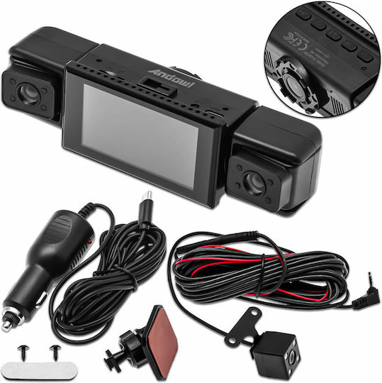 Andowl Q-CA720 Σετ Κάμερα DVR Αυτοκινήτου 4K με Οθόνη 3.16" & Κάμερα Οπισθοπορείας