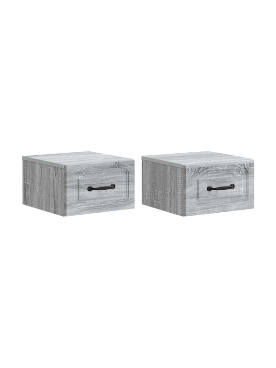Κομοδίνα Ξύλινα Γκρι 2τμχ 34.5x33x20cm