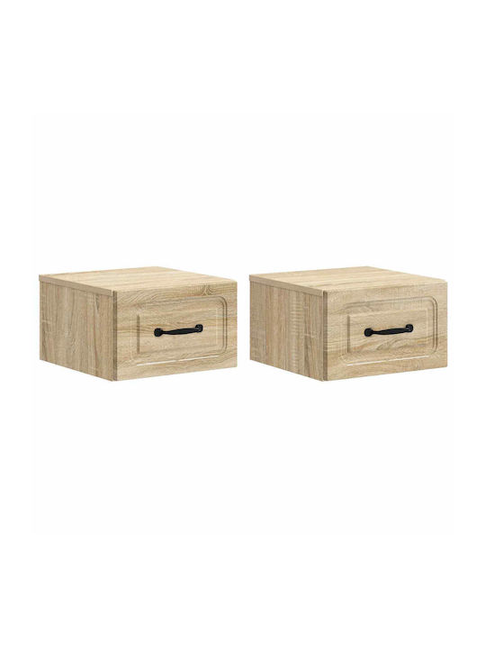 Κομοδίνα Ξύλινα Μπεζ 2τμχ 34.5x33x20cm