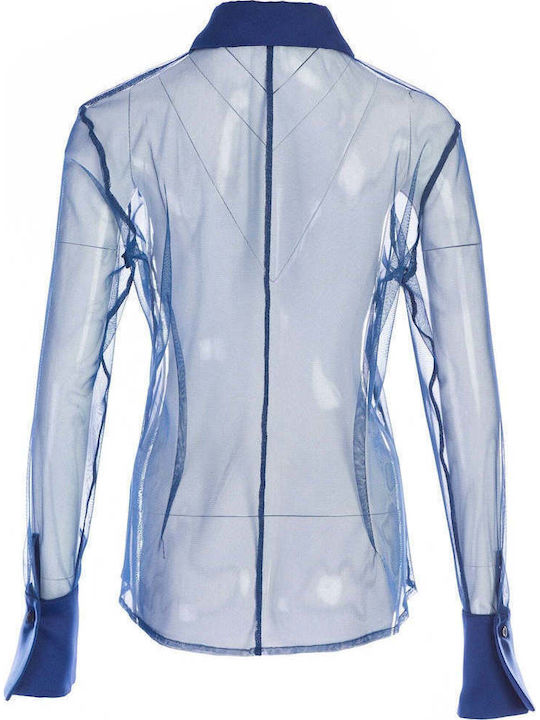 Langärmeliges Damenhemden Blau