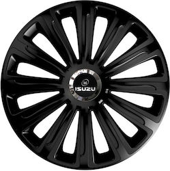 Car Wheel Hubcaps Versaco 14" Trend Rc Black Cbx 3d Metal Logo Isuzu 4 Pieces