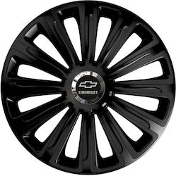 Car Wheel Hubcaps Versaco 15" Trend Rc Black Cbx 3d Metal Logo Chevrolet 4 Pieces