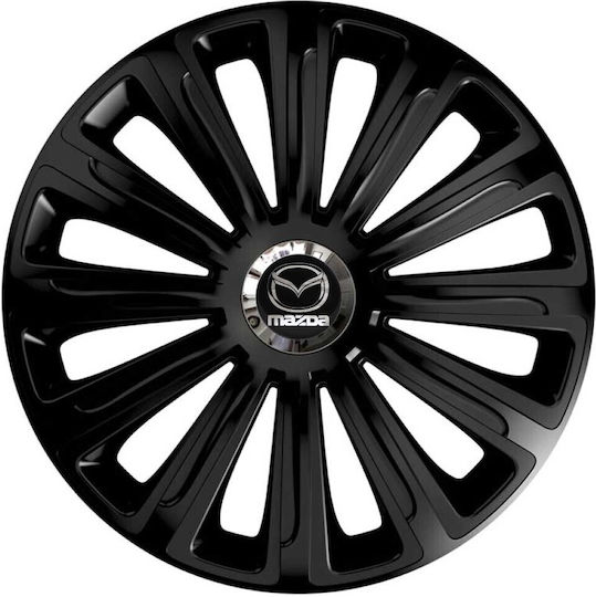 Car Wheel Hubcaps Versaco 15" Trend Rc Black Cbx 3d Metal Logo Mazda 4 Pieces