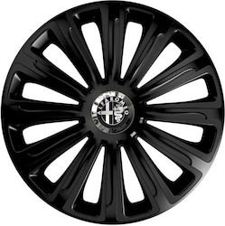 Car Wheel Hubcaps Versaco 15" Trend Rc Black Cbx 3d Metal Logo Alfa Romeo 4 Pieces