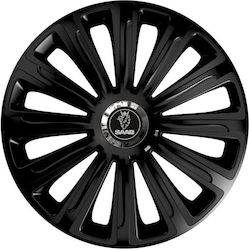 Car Wheel Hubcaps Versaco 15" Trend Rc Black Cbx 3d Metal Logo Saab 4 Pieces