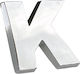 Αυτοκόλλητo Γράμμα Χρωμίου 3d ''k'' 2.7cm X 2.5cm 1 Τεμάχιο