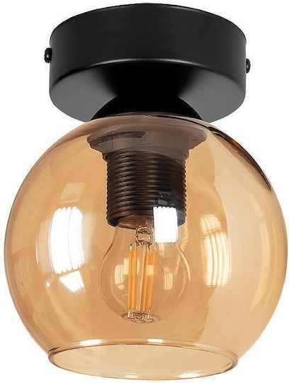 City Lux Висящо Таванно Осветително Тяло Черно с Цокъл E27 14x14см
