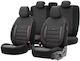Deluxeboss 292367 Autositzbezüge Satz Für Dacia Logan MCV Van Solenza Sandero Duster Lodgy Dokker Jogger Frühling Baumwolle Material Set Vorne Hinten 11 Stück Schwarz Rot Stickerei