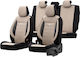 Carro 240399 Universal Car Covers Cotton Fabric Leather Set Front Rear 11 Pieces Beige