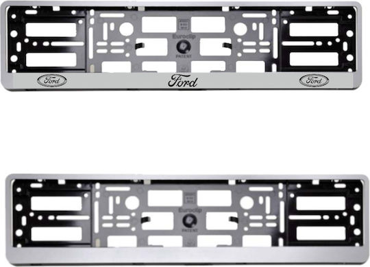 Nummernschildrahmen Europäisches Kunststoff Silber Logo Ford 1 Stück