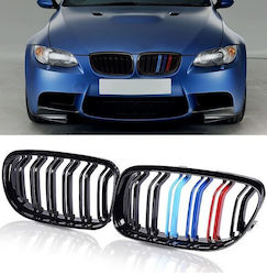 Jom Καρδιές Μάσκας Bmw 3 E90 E91 08-11 M4 Look Διπλή Γρίλια Tri-color Μαύρο Γυαλιστερό 2 Τεμάχια Jom Καρδιές Μάσκας Bmw 3 E90 E91 08-11 M4 Look Διπλή Γρίλια Tri-color Μαύρο Γυαλιστερό 2 Τεμάχια