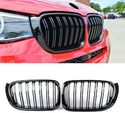 Diederichs 242550 Μάσκα Bmw X3 F25 Lci 14-17 X4 F26 14-17 M4 Look Διπλή Γρίλια Μαύρο Γυαλιστερό 7 Γρίλιες 2 Τεμάχια