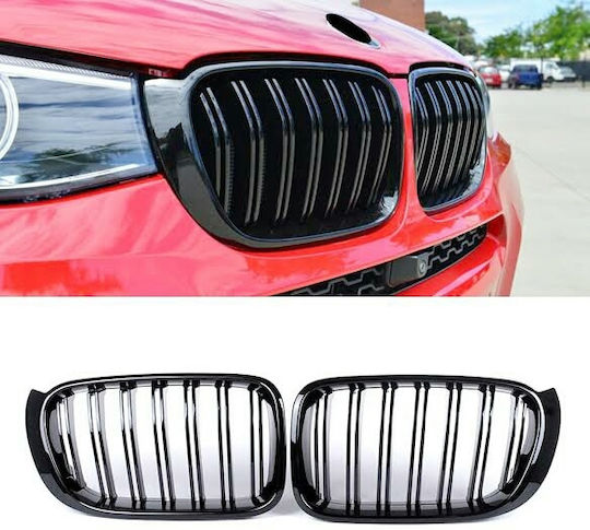 Diederichs 242550 Mask Bmw X3 F25 Lci 14-17 X4 F26 14-17 M4 Look Double Grille Black Glossy 7 Slats 2 Pieces
