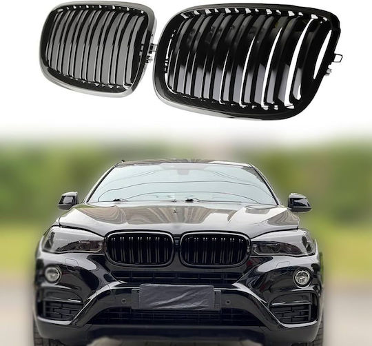 Diederichs 242555 Mask Hearts BMW X5 E70 07-13 X6 E71 08-14 M4 Look Double Grille Black Glossy 6 Grilles 2 Pieces