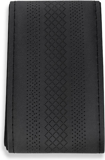 Car Steering Wheel Cover Black Leatherette Anti-Slip Diameter 38cm Tailored Perforated Design