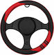 Car Steering Wheel Cover 37-39cm Universal PVC & Rubber Anti-Slip Black Red Sport Design