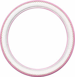 Κάλυμμα Τιμονιού Αυτοκινήτου 37-39cm Universal Pvc & Καουτσούκ Αντιολισθητικό Ροζ Λευκό Διάτρητο