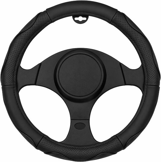 Κάλυμμα Τιμονιού Αυτοκινήτου 37-39cm Universal Pvc & Καουτσούκ Αντιολισθητικό Μαύρο Διάτρητο