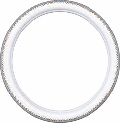 Κάλυμμα Τιμονιού Αυτοκινήτου 37-39cm Universal Pvc & Καουτσούκ Αντιολισθητικό Γκρι Λευκό Διάτρητο