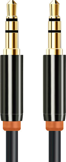 Cabletime 3,5mm Klinkenkabel 3,5mm Stecker - 3,5mm Stecker Schwarz 0,5m mit Vergoldeten Anschlüssen CT-AV311-P11G
