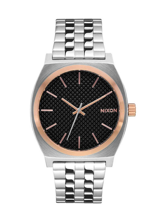 Nixon Time Teller Γυναικείο Ρολόι Μπαταρίας με Ασημί Μεταλλικό Μπρασελέ