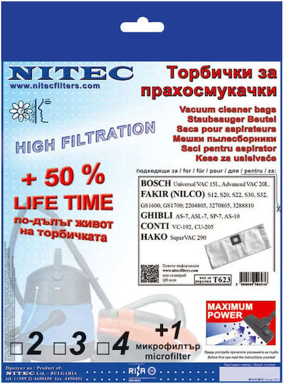 Nitec Vacuum Cleaner Bags 5pcs Compatible with Bosch Nilfisk Electrolux Vacuum Cleaner