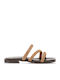 Leather Women's Flat Sandals Gold