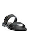 Leather Women's Flat Sandals Black