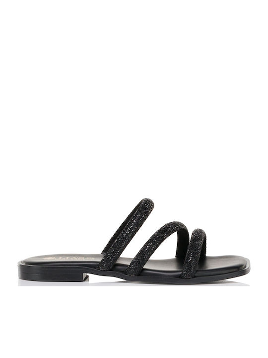 Lias Mouse Leather Women's Flat Sandals Black