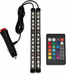Rgb Led Осветление За Автомобил 12v Дистанционно 12 Led 2 Ленти Ambient Light Q528-c