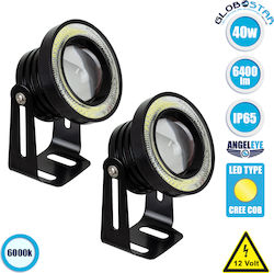 Motoflood Προβολάκι Led 30w/60w 3200lm/6400lm 45° Dc 12v Αδιάβροχο Ip65 Ψυχρό Λευκό 6000k Cree Cob
