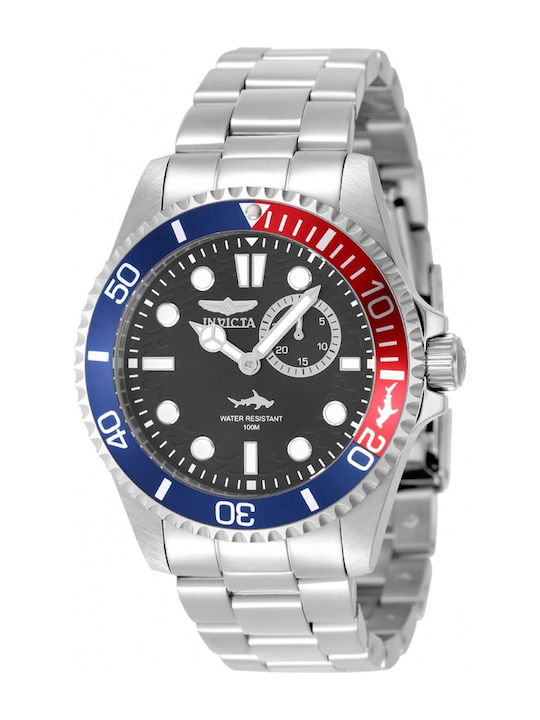 Invicta Ανδρικό Ρολόι 43mm Μπαταρίας με Ασημί Μ...
