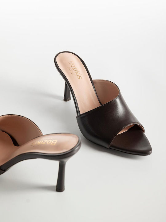 Pantofi Mules Dama Cu Toc Subțire Înalt Maro K26-069-0728 D-Maro