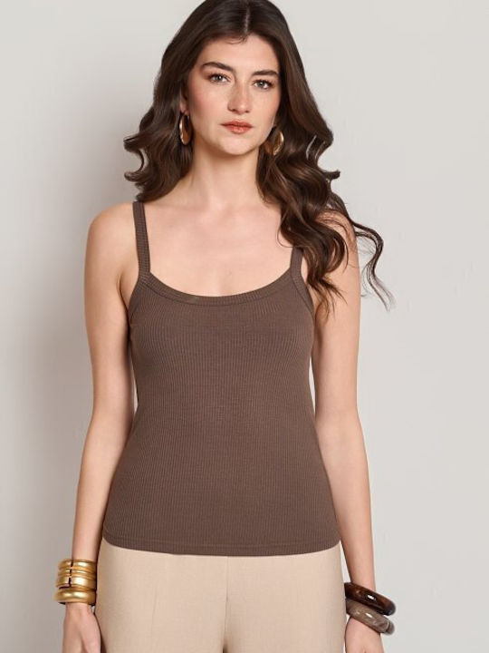 Desiree Women's Blouse with Spaghetti Straps Brown